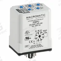 MACROMATIC Phase Monitor Relay: Socket Mounted, 10 A Current Rating, 190 to 500V AC (MPN PMPU). Key specifications — Monitored Parameters: Phase Unbalance; Manufacturer Part Number: PMPU; Brand: MACROMATIC.