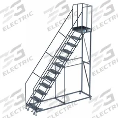 BALLYMORE Ladder: 10 ft Platform Ht, Assembled, Steel, Manual Lock, Perforated, 800 lb Load Capacity (MPN WT-LA123221P). Key specifications — Includes Handrails: Handrails Included; Material: Steel; Brand: BALLYMORE; Color: Gray.