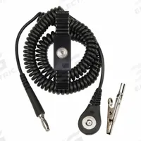 DESCO Magnetic Snap Wrist Strap: Metal, Black, Black, 2 Strap Conductors, 6 ft Cord Lg - Max, Coiled (MPN 09187). Key specifications — attr1050630: DESCO; attr1050621: Alligator Clip; attr1050614: Black; attr1050625: Black; attr1057994: Coiled.
