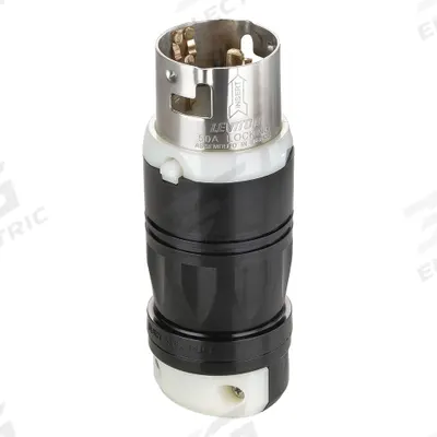 LEVITON Locking Plug: Non-NEMA, Black/White, 250V AC, 50 A, 3 Pole - General Purpose Plugs