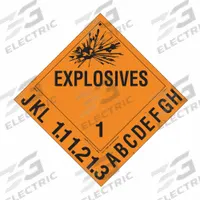 LABELMASTER DOT Container Label: Explosive, 10 3/4 in x 10 3/4 in, 10 3/4 in Label Ht, Vinyl, Label (MPN 35ZM04). Key specifications — Brand: LABELMASTER; Message: Explosive.