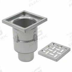 BLUCHER Floor Drain: 8 in Grate Size, 4 in Nominal Pipe Size, No Hub, Stainless Steel, Slotted (MPN BFD-314). Key specifications — Color: Silver; Connection Type: No Hub; Brand: BLUCHER.