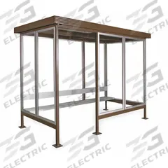 Smoking Shelter: Assembled, 4 Sides, 60 in x 96 in x 94 in, Steel, Brown, Includes Lighting (MPN SMK85BE Style B). Key specifications — Brand: PORTA-KING; Frame Material: Steel; Finish: Two - Part Polyurethane.