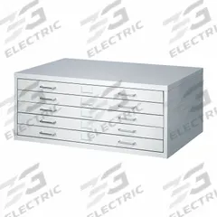 SAFCO PRODUCTS Flat File Cabinet: Gray, 5 Drawers, 16 1/2 in Overall Ht, 26 in Overall Dp, Steel (MPN 4969LG). Key specifications — attr988670: Powder Coated; attr988694: Steel; attr988691: No; attr988652: SAFCO PRODUCTS; attr988656: Gray; attr988720: Handle.