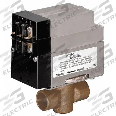 WHITE-RODGERS Motorized Zone Valve: 23.5 Cv Flow Rate, 3-Way, 3/4 in Female Sweat, Non-Spring Return - 3-Way Sweat Connection Zone Valves