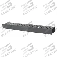 HUBBELL PREMISE WIRING Single Side Horizontal Finger Manager: Horizontal, 1 U, Single Side Sides (MPN HSD13). Key specifications — Color: Black; Includes: Cover; Orientation: Horizontal; Brand: HUBBELL PREMISE WIRING; Material: Plastic; Number of Sides: Single Side.