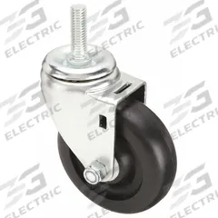 APPROVED VENDOR Stem Caster: 4 in Wheel Dia., 1 1/4 in Wheel Wd, Swivel, Swivel, 1/2 in Stem Dia. (MPN 20TM36). Key specifications — Brand: APPROVED VENDOR; Thread Size: 1/2"-13; Wheel Bearing Type: Delrin; Wheel/Tread Color: Black; Roll Up: Swivel.