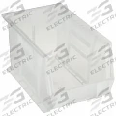 QUANTUM STORAGE SYSTEMS Hang and Stack Bin: 8 1/4 in x 13 5/8 in x 8 in, Clear, 60 lb Load Capacity (MPN QUS242CL). Key specifications — Electrostatic Discharge: Not Electrostatic Discharge Conductive; Brand: QUANTUM STORAGE SYSTEMS; % Recycled Content: 0%.