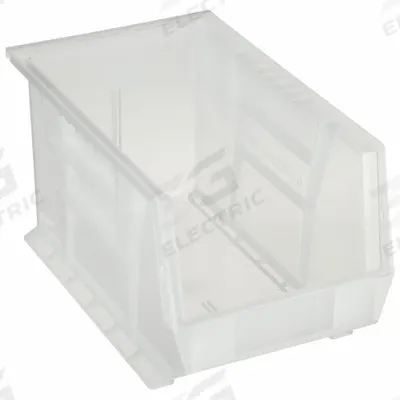 QUANTUM STORAGE SYSTEMS Hang and Stack Bin: 8 1/4 in x 13 5/8 in x 8 in, Clear - Clearview Plastic Bins
