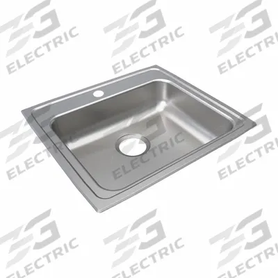 JUST MANUFACTURING Bowl Drop-In Sink: 22 in Overall Lg, 19 1/2 in Overall Wd - One-Bowl Counter-Mounted Kitchen & Bar Sinks without Faucets