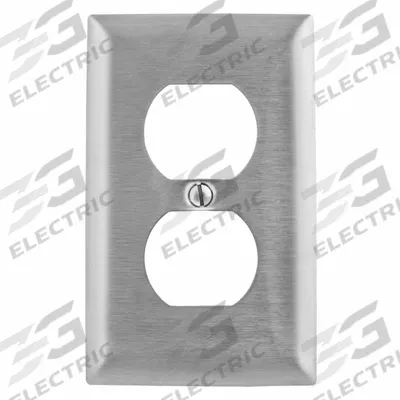 HUBBELL Wall Plate: Duplex Outlet, 1 Gang, Silver - General Purpose Wall Plates
