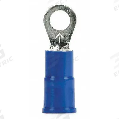 3M Ring Terminal: Blue, Vinyl Insulation, #6 Stud Size, 16 AWG to 14 AWG Wire Sizes - Insulated Ring Terminals