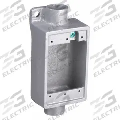 HUBBELL KILLARK Electrical Box: Iron, Rectangular, 1 Gangs, 3/4 in Hub Size, 18 cu in Capacity, Gray (MPN FSC-2M). Key specifications — Color: Gray; Brand: HUBBELL KILLARK.