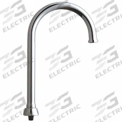 CHICAGO FAUCETS Spout: Spout, Arc, Swivel Spout, Brass, Polished Chrome, 1.5 gpm Flow Rate, Laminar (MPN GN2FCJKABCP). Key specifications — Includes: Mounting Hardware; Product Type: Spout; Spout Style: Swivel; Body Material: Brass; Color/Finish: Polished Chrome; Brand: CHICAGO FAUCETS.