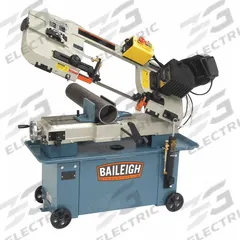 BAILEIGH INDUSTRIAL Band Saw: 7 in x 10 3/16 in, 125 to 270 SFPM, 0° to 45°, 1 Phase, 110/220V AC (MPN BS-712M). Key specifications — attr313020: 1; attr313018: 0° to 45°; attr313016: 7 in x 10-3/16 in; attr313017: 125 to 270 SFPM; attr325084: BAILEIGH INDUSTRIAL.