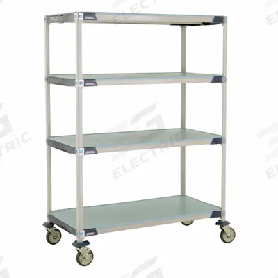 METRO Utility Cart: 50 in x 26 in, 67 in Overall Ht, 4 Shelves - Harsh-Environment Antimicrobial Mobile Plastic Shelving