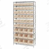 QUANTUM STORAGE SYSTEMS Shelving Unit: 36 in x 14 in x 74 in, 1 Sided, 48 Bins, Open, White (MPN WR10-230240IV). Key specifications — Includes Bins: Yes; Frame Color: Chrome; Bin HxWxD: 5 x 5-1/2 x 10-7/8 in; Frame Material: Carbon Steel; Bin Color: White; Brand: QUANTUM STORAGE SYSTEMS.