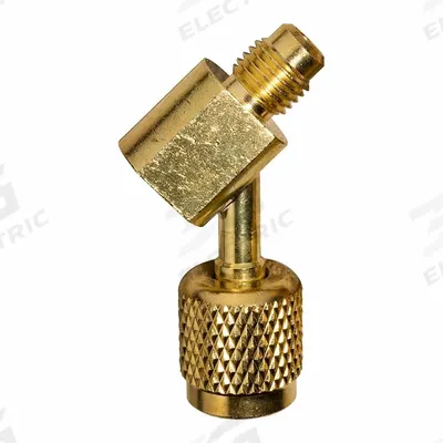 FIELDPIECE Adapter: 2 1/2 in Lg, 45° Angle, Input 1/4 in Male SAE Right-Hand - Manifold Hose Adapters, Couplers & Unions