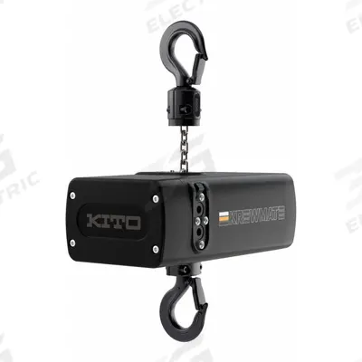 KITO Mini Electric Chain Hoist: H4 - Heavy Duty, 115V AC, Hook Mounted - No Trolley - Theatre Electric Hoists