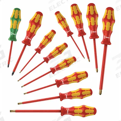 WERA Insulated Screwdriver Set: 11-20 Pieces, 12 Pieces, Phillips/Slotted/Square Tip - Insulated Screwdriver Sets