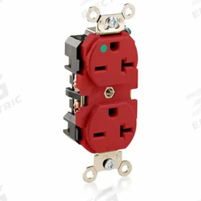 LEVITON Receptacle: Hospital Grade Fed. Spec., Duplex, 6-20R, Red, 250V AC, 20 A - General Purpose Receptacles