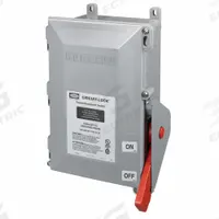 HUBBELL Enclosed Disconnect Switch: Fusible, 30 A, Three Phase, 600V AC, Non-Metallic (MPN FDS30). Key specifications — Environment: Indoor/Outdoor; Phase: Three; For Fuse Class: Class J; Handle Color: Red; Housing Material: PBT; Standards: UL Listed; Brand: HUBBELL; For Environment: Indoor Rated.