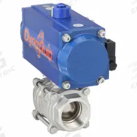 DYNAQUIP CONTROLS Pneumatically Actuated Two-Way Ball Valve: 3 in, Stainless Steel, FNPT x FNPT (MPN P3S2AAJSR12510A). Key specifications — Brand: DYNAQUIP CONTROLS; Pilot Solenoid Voltage: 115V AC.