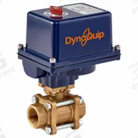 DYNAQUIP CONTROLS Electrically Actuated Two-Way Ball Valve: 1 1/4 in Nominal Valve Size, Bronze (MPN EVA66AME21). Key specifications — Actuator Features: Manual Override; Brand: DYNAQUIP CONTROLS; Included Mounting: ISO 5211 Actuator Mounting Pad.