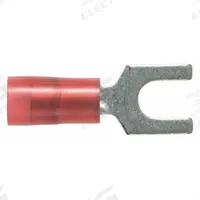 PANDUIT Fork Terminals: Red, Nylon, #6 Stud Size, 22 AWG – 18 AWG Wire Range, Std Fork, 600 V (MPN PN18-6F-M). Key specifications — Barrel Style: Insulation Grip; Manufacturer Part Number: PN18-6F-M; Brand: PANDUIT; Series: CT.