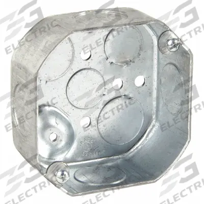 RACO Electrical Box: Steel, Steel Material & Nominal Size, Octagon, 1 Gangs - Ceiling Electrical Boxes