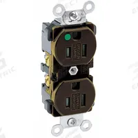 LEVITON Receptacle: Hospital Grade Fed. Spec., Duplex, 5-15R, Brown, 125V AC, 15 A, 2 Pole / 3 Wire (MPN 8200-SG)