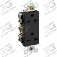 LEVITON Plugs and Receptacles: Duplex, 6-20, Black, 250V AC, 20 A, 2 Pole / 3 Wire (MPN 16462-E)