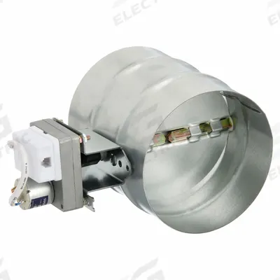 Dayton Remote Motorzed Balancng Damper,12" dia: 12 in Duct, 6 3/8 in L, Steel - Round Motorized Balancing Dampers