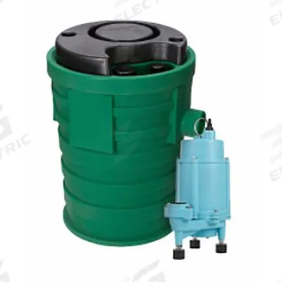 LITTLE GIANT Grinder Pump System: Plastic, 1 hp, 115V AC, 49 gpm @ 10' of Head, 51 ft Max. Head - Simplex Sewage Grinder Pump Packages