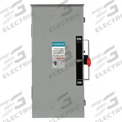 SIEMENS Safety Switch: Non-Fusible, 60 A, Three Phase, 600V AC, Galvanized Steel, Indoor/Outdoor (MPN DTNF362R). Key specifications — attr867131: SIEMENS.