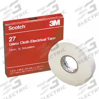 3M Electrical Tape: 1/2 in Wd, 22 yd Lg, 7 mil Thick, Fiberglass Cloth, Rubber, 600 V Volt Rating (MPN 27-1/2"X66'). Key specifications — Series: 27.