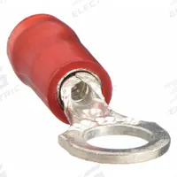 STA-KON Ring Terminal: Red, Nylon Insulation, #10 Stud Size, 22 AWG to 16 AWG Wire Sizes, 600 V (MPN RA18-10). Key specifications — attr1308027: STA-KON; attr1356587: Serrated.