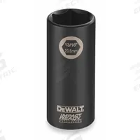 DEWALT Impact Socket: 1/2 in Drive Size, SAE, 1 in Socket Size, 6-Point, Std, 3 in Overall Lg (MPN DW22942). Key specifications — attr1215501: DEWALT; attr1215515: Black Oxide; attr1215518: 1 in.