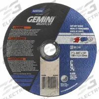 NORTON Cut-Off Wheel: Type 1, 7" x 0.045" x 7/8", Aluminum Oxide, 60 Grit, Gemini RightCut INOX/SS (MPN 66252842000). Key specifications — Series: Gemini RightCut INOX/SS; Brand: NORTON.