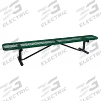 GRAINGER Outdoor Bench: 96 in Overall Lg, 16 3/8 in Overall Ht, Green, Black, Diamond Mesh Surface (MPN 4HUU9). Key specifications — Manufacturer Part Number: 4HUU9; Brand: GRAINGER; Frame Color: Black; Product Type: Outdoor Bench; Seat Color: Green.
