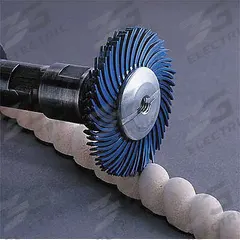 SCOTCH-BRITE Radial Bristle Disc: Type C, 3 in Dia x 3/8 in Wd, 3/8 in Arbor, Ceramic, Blue, 80 PK (MPN 61500176104). Key specifications — Connector Size: 3/8 in; Brand: SCOTCH-BRITE; Connection Type: Arbor Hole.