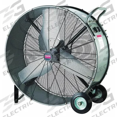 Dayton Portable Fan: 48 in Blade Dia, 120V AC, Mobile, 1 hp, Direct Drive - Corrosion-Resistant Industrial Floor Fans
