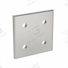 Joining Plate: Square Flat Plate, 45 Series, 86 mm x 86 mm x 6 mm, For 10 mm Slot Wd, 4 Holes, Gray (MPN 093VA9090). Key specifications — Material: Aluminum; Brand: FATH INC.; Finish: Anodized.