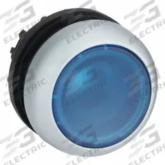EATON Flush Push Button: Blue, 22 mm Mounting Size, Non-Metallic, Momentary (MPN M22-DL-B-230B). Key specifications — Brand: EATON; Action: Momentary; Series: M22; Push Button Material Type: Non-Metallic.