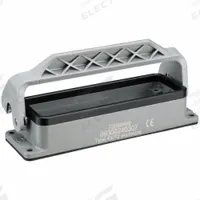 HARTING Rectangular Connector Housing: Size 24 B, Bulkhead Mount, Gray, Aluminum Die-Cast, IP65 (MPN 09300240307). Key specifications — IP Rating: IP65; Size Designation: 24 B; Seal Material: NBR; Locking Type: Single Lever; Brand: HARTING; Primary Material: Aluminum; Operating Temperature Range: -40 to 125 Degrees C.