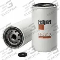 FLEETGUARD Automotive Fuel Filter: 12 1/2 in Overall Lg, 3 11/16 in Outside Dia, Diesel Fuel, Diesel (MPN FF5813). Key specifications — attr434022: FLEETGUARD; attr1017112: Trucks; attr1017113: Hyundai.