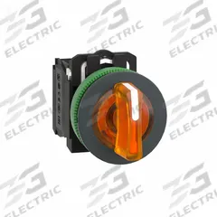 SCHNEIDER Selector Switch: 30 mm Panel Mounting Size, 3 Positions, Short Lever, 1NO/1NC (MPN XB5FK135G5). Key specifications — AC Contact Rating: 1.2 A @ 600 V; Action: Maintained/Maintained/Maintained; Cam: No Cam Included; DC Contact Rating: 0.1 A @ 600 V; Hazardous Location Specification: Not Rated; Operator Head Material: Plastic; Operator Head Type: Short-Handled Knob; Operator Illumination: Illuminated.