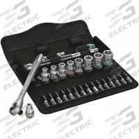 WERA Socket Wrench Set: 1/4 in Drive, 28 Piece, 6-Point, Metric, 5 mm to 13 mm (MPN 05004017001). Key specifications — attr1224269: 1/4 in; attr1204638: Drive Tools Included; attr1227399: Zyklop; attr1204650: 5 mm to 13 mm; attr1204658: 11 Bits; attr1204673: Socket Bits Not Included; attr1204681: Wrenches Not Included; attr1204688: WERA.