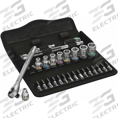 WERA Socket Wrench Set: 1/4 in Drive, 28 Piece, 6-Point, Metric - Metric Socket Sets with Drive Tools