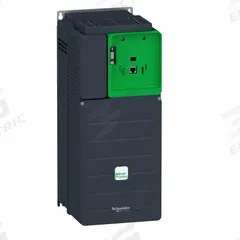 SCHNEIDER Variable Frequency Drive: In Phase Three, Out Phase Three, 22 hp, No Bypass, Programmable (MPN ATV930D18N4ZU). Key specifications — Style: Compact; Color: Black/Green; Output Phase: Three.